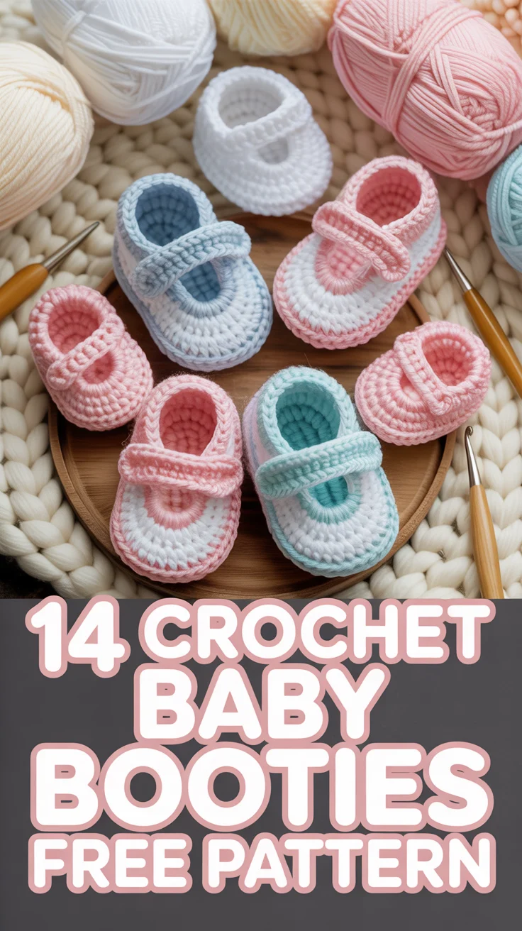🧶 14 Crochet Baby Booties Free Pattern