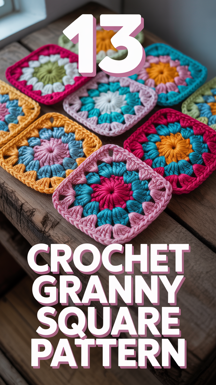 🌸 13 Crochet Flower Granny Square Pattern