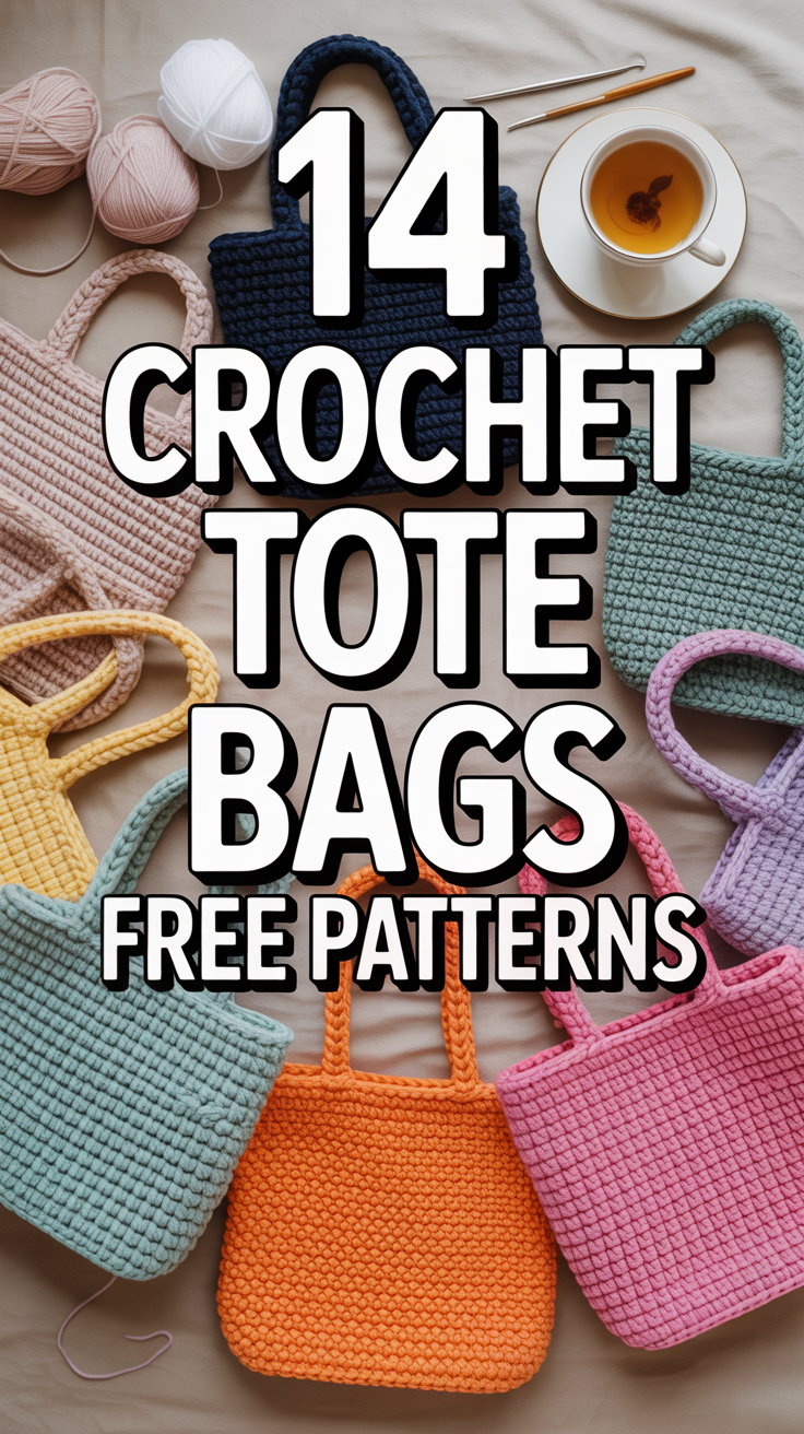 🧶 14 Crochet Tote Bags Free Patterns