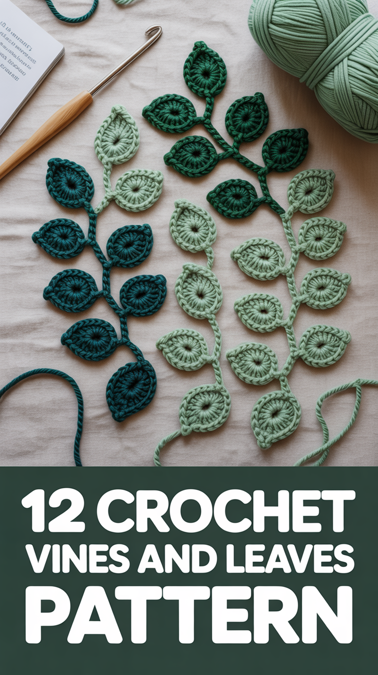 🍃 12 Crochet Vines And Leaves Pattern