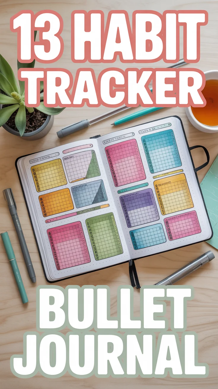 🌱 13 Habit Tracker Bullet Journal