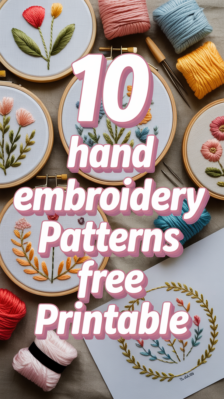 🧵 10 Hand Embroidery Patterns Free Printable