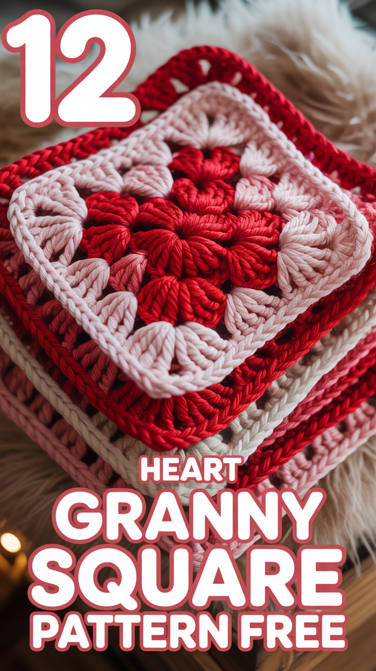 ❤️ 12 Heart Granny Square Pattern Free