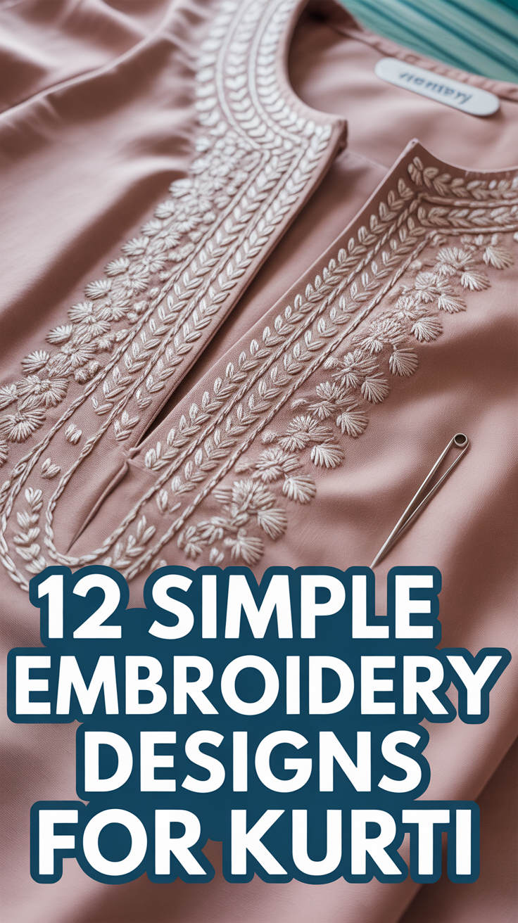 🧵 12 Simple Embroidery Designs For Kurti
