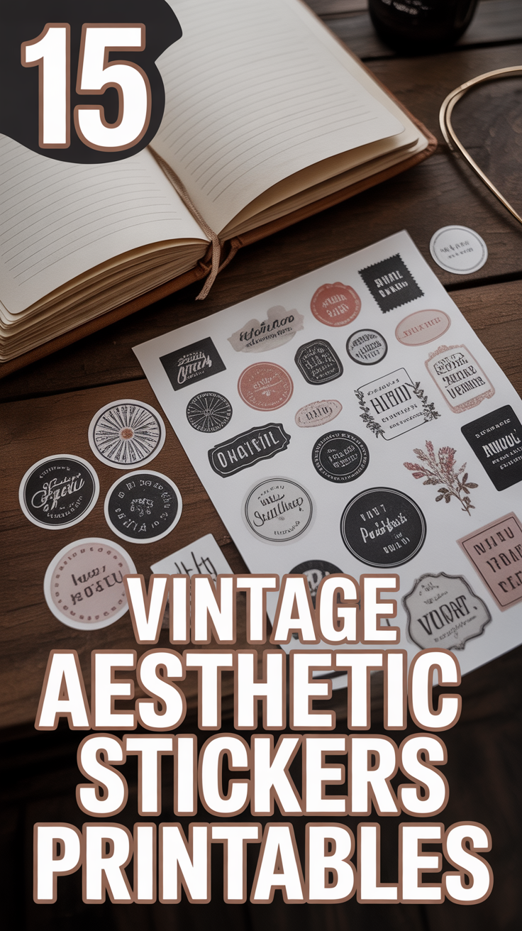 🔍 15 Vintage Aesthetic Stickers Printables