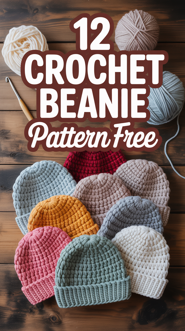 🧶 12 Crochet Beanie Pattern Free