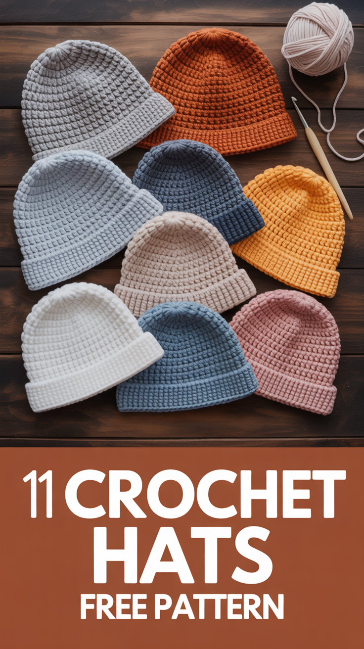 11 Crochet Hats Free Pattern