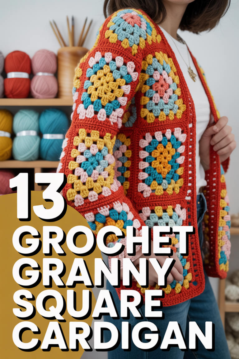 🧶 13 Crochet Granny Square Cardigan