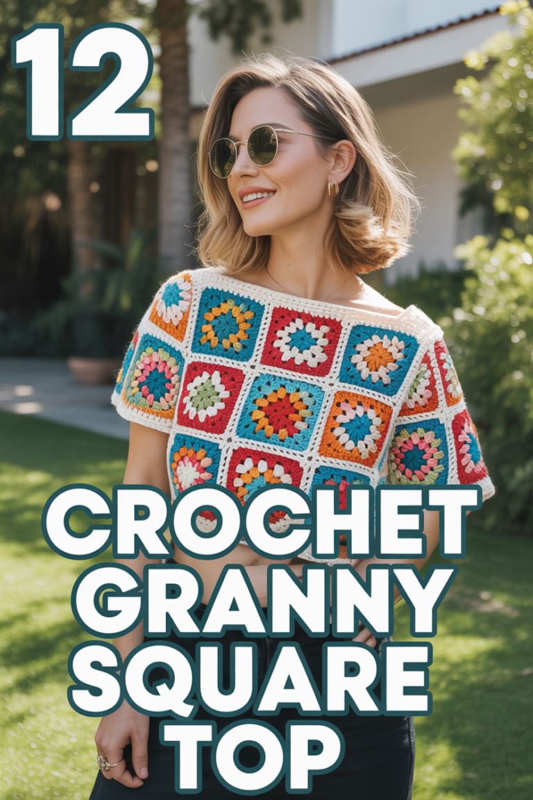 🧶 12 Crochet Granny Square Top