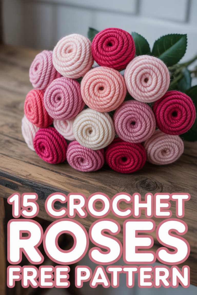 🌹 15 Crochet Roses Free Pattern