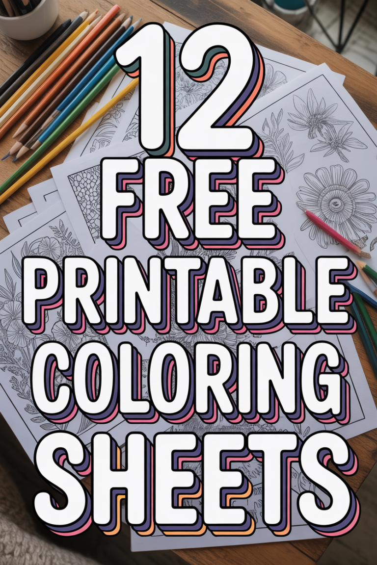 🎨 12 Free Printable Coloring Sheets