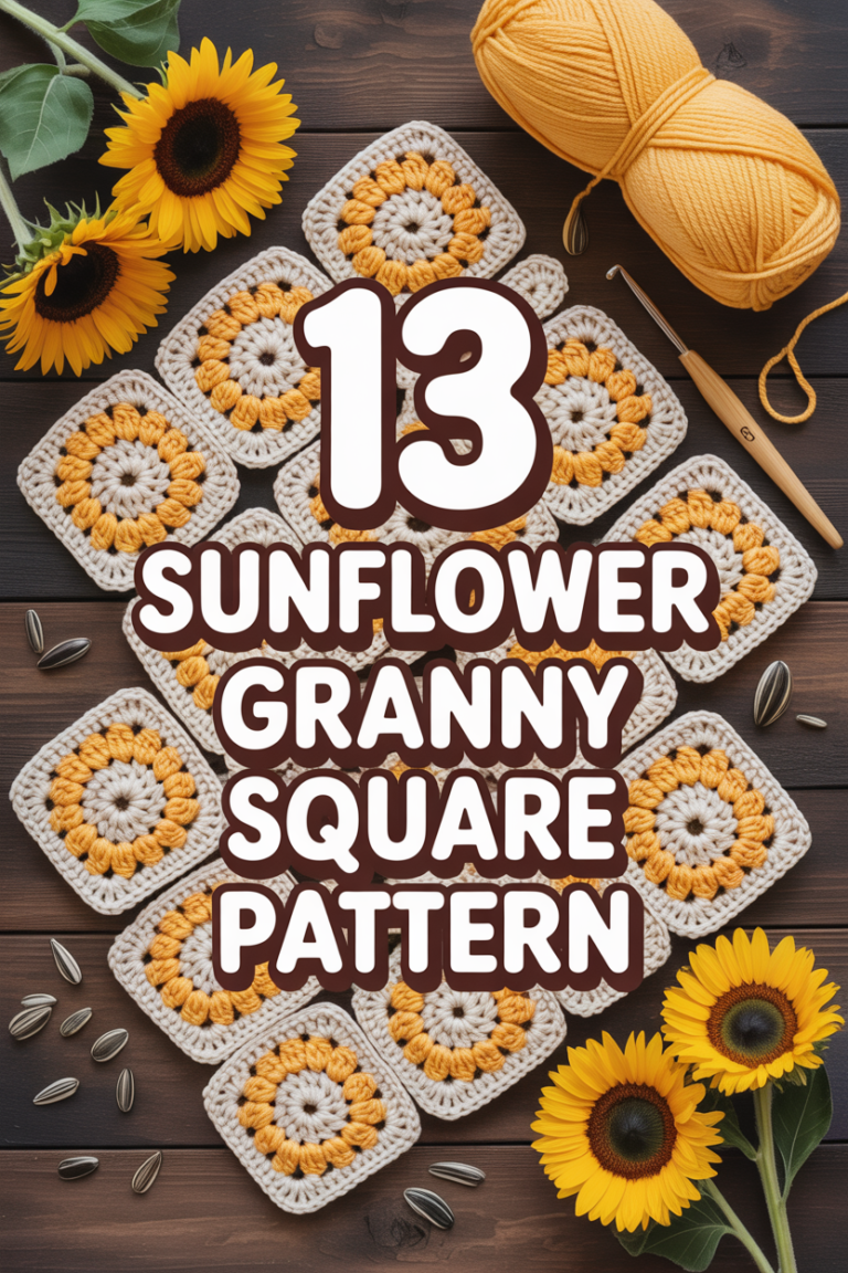🌻 13 Sunflower Granny Square Pattern
