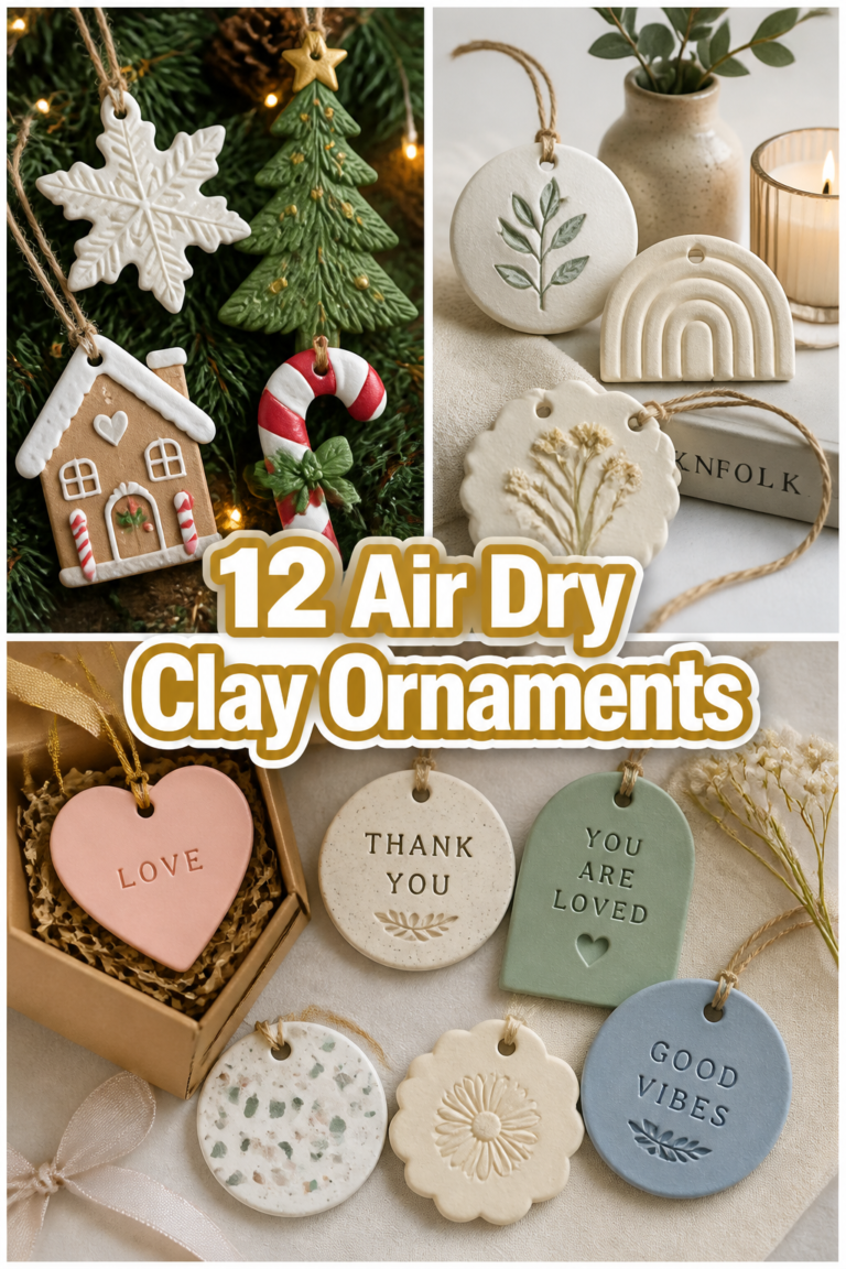 ✨ 12 Air Dry Clay Ornaments