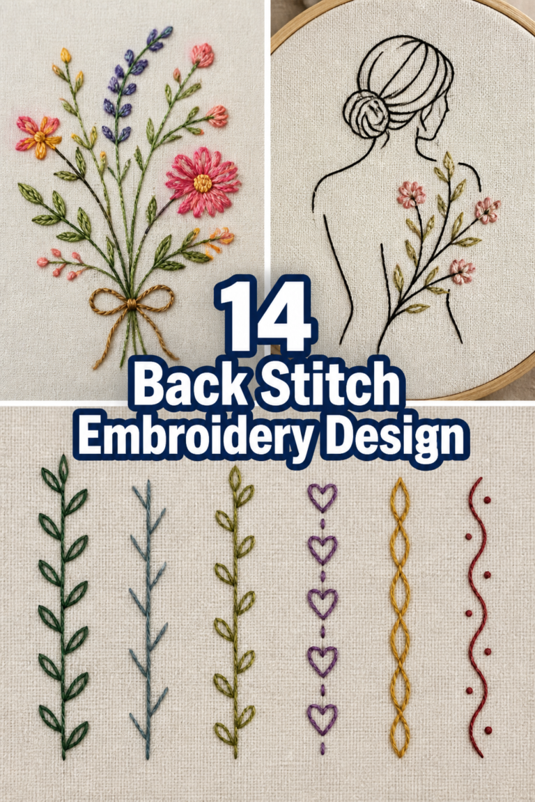 🧵 14 Back Stitch Embroidery Design