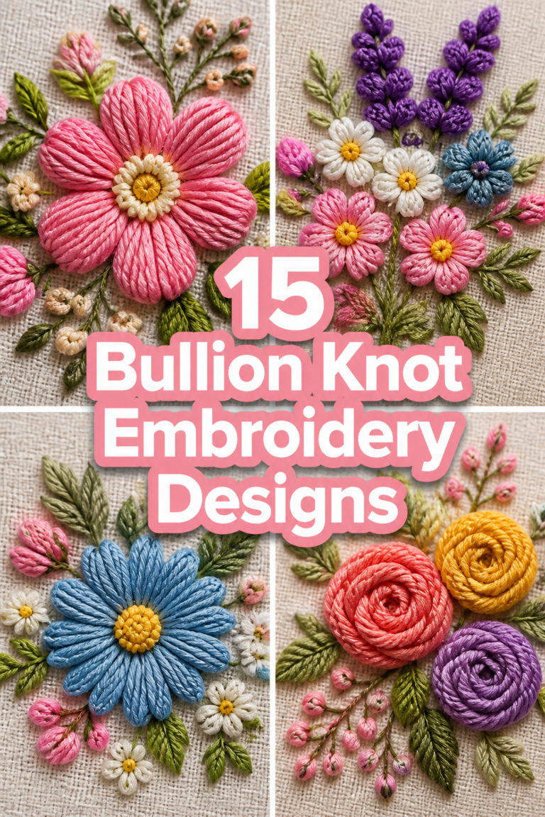 🧵 15 Bullion Knot Embroidery Designs
