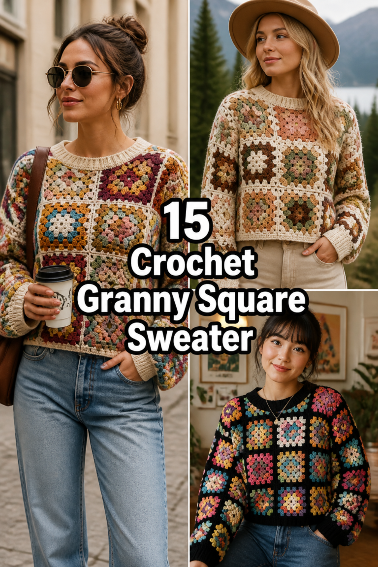 🧶 15 Crochet Granny Square Sweater