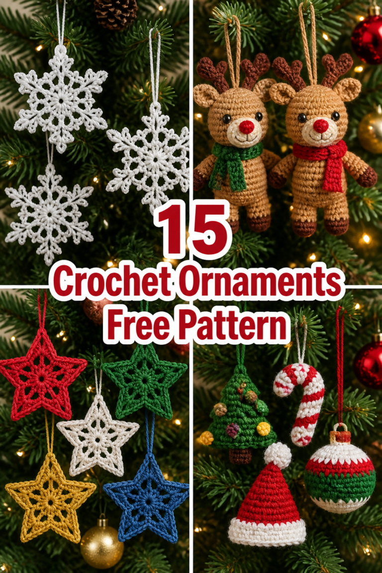 🎄 15 Crochet Ornaments Free Pattern