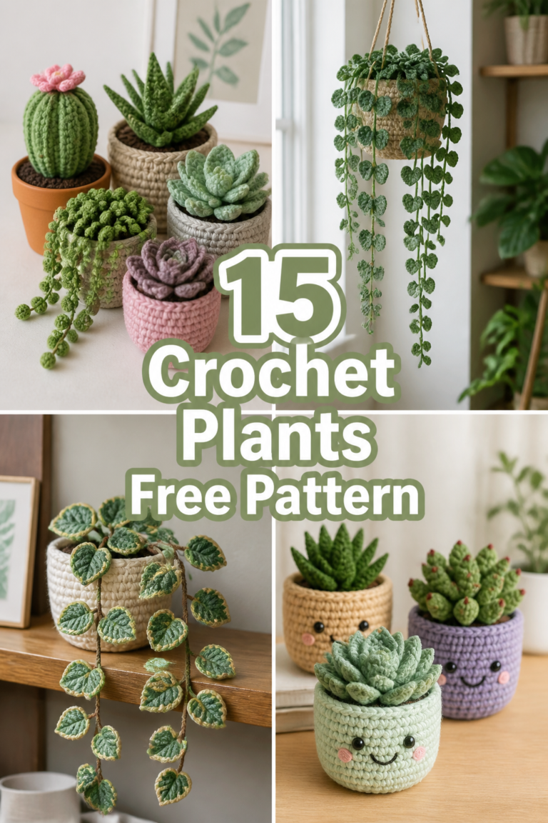 🌱 15 Crochet Plants Free Pattern