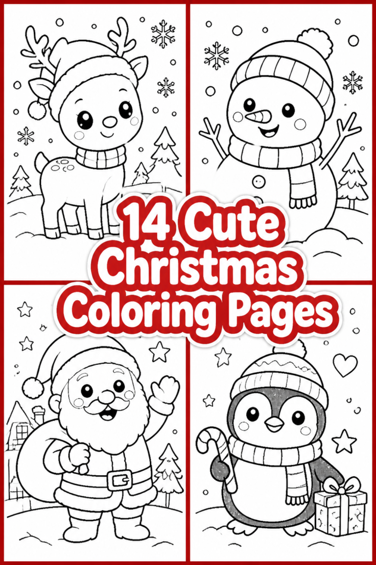 🎄 14 Cute Christmas Coloring Pages