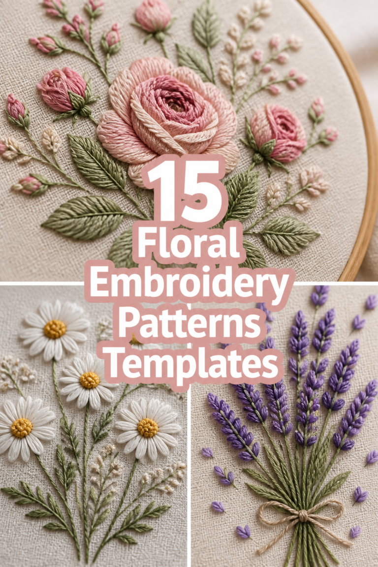 🌸 15 Floral Embroidery Patterns Templates