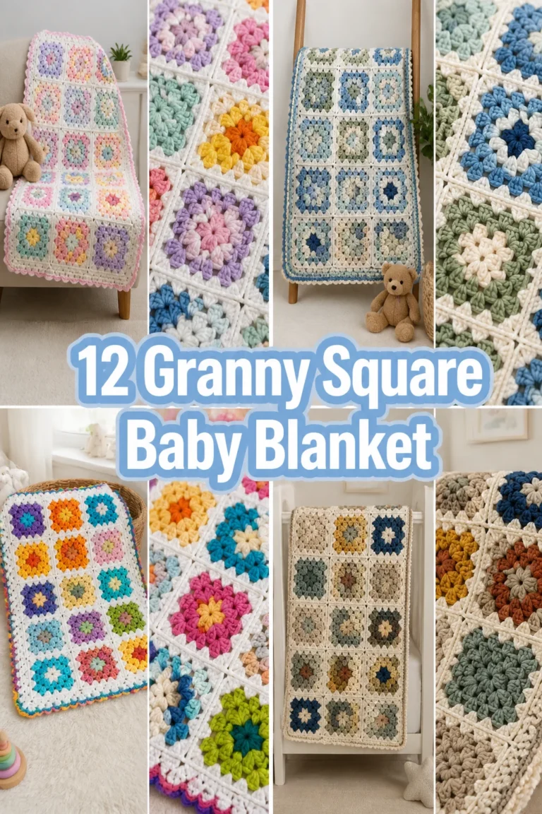 🧶 12 Granny Square Baby Blanket