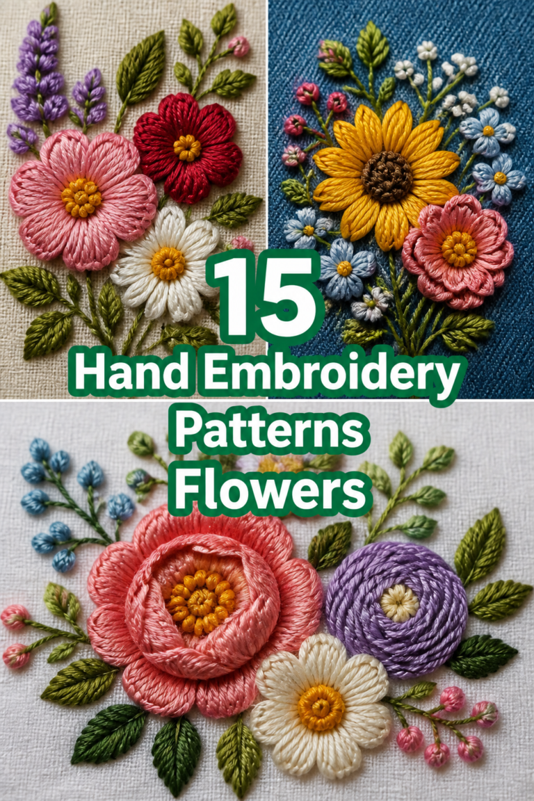 🌸 15 Hand Embroidery Patterns Flowers