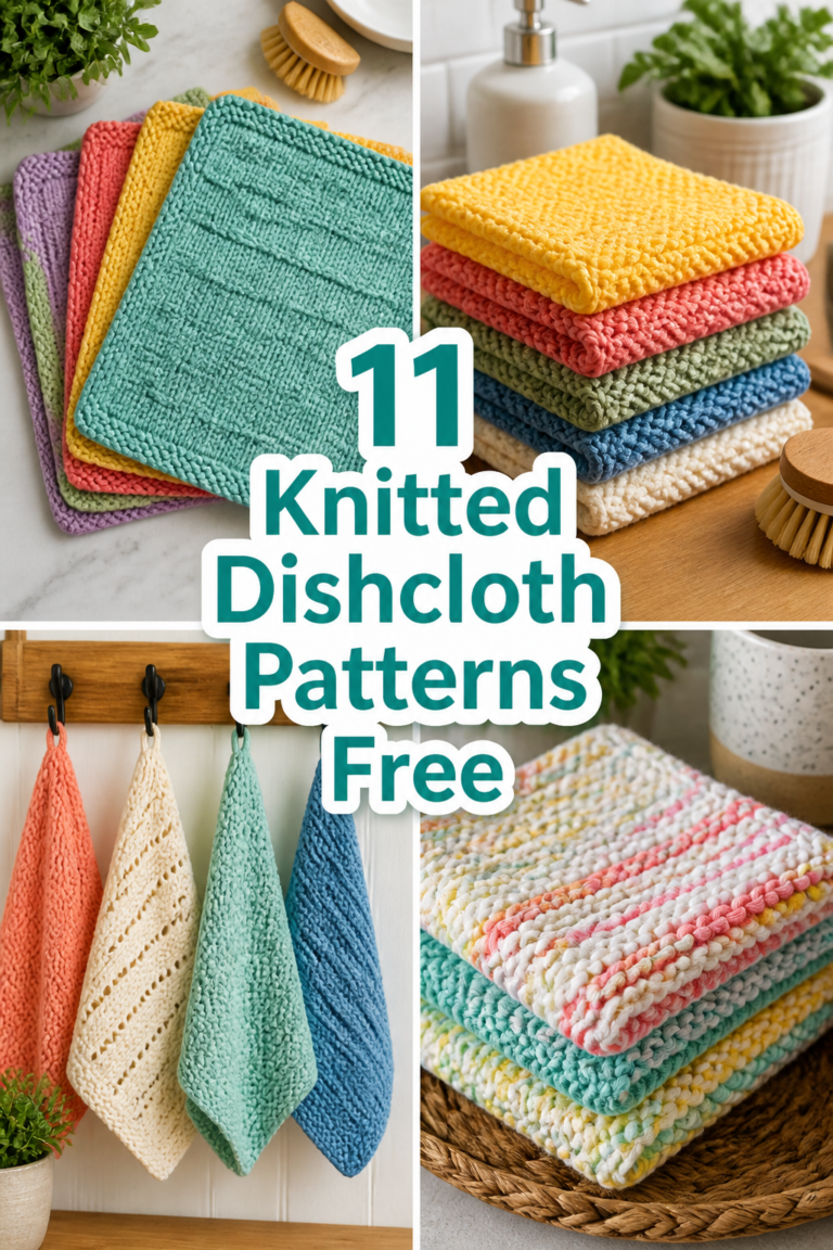 🧶 11 Knitted Dishcloth Patterns Free