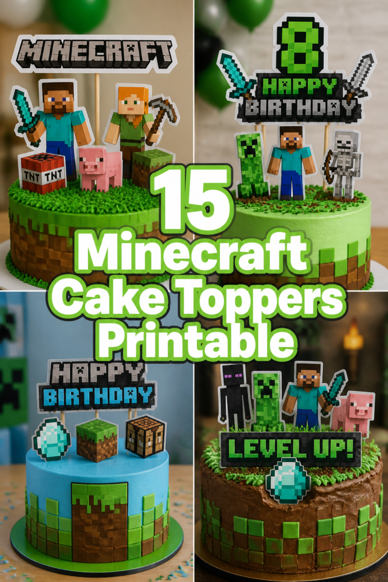 ⛏️ 15 Minecraft Cake Toppers Printable