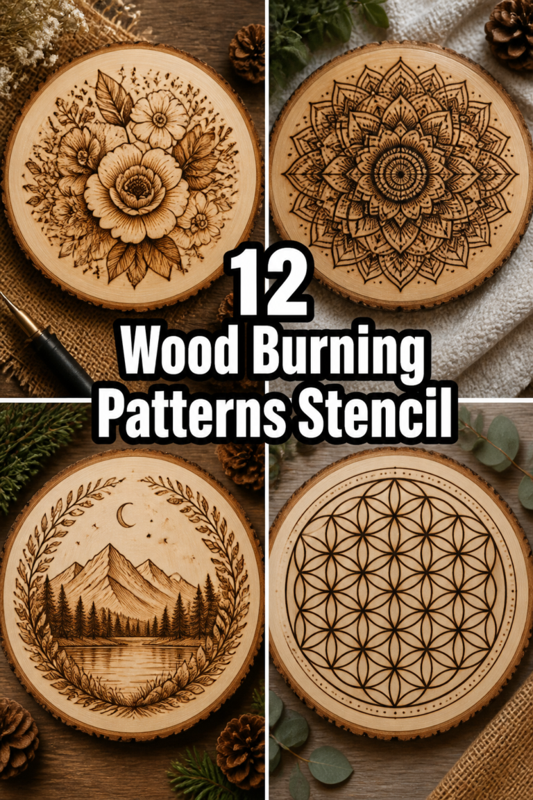 🔥 12 Wood Burning Patterns Stencil