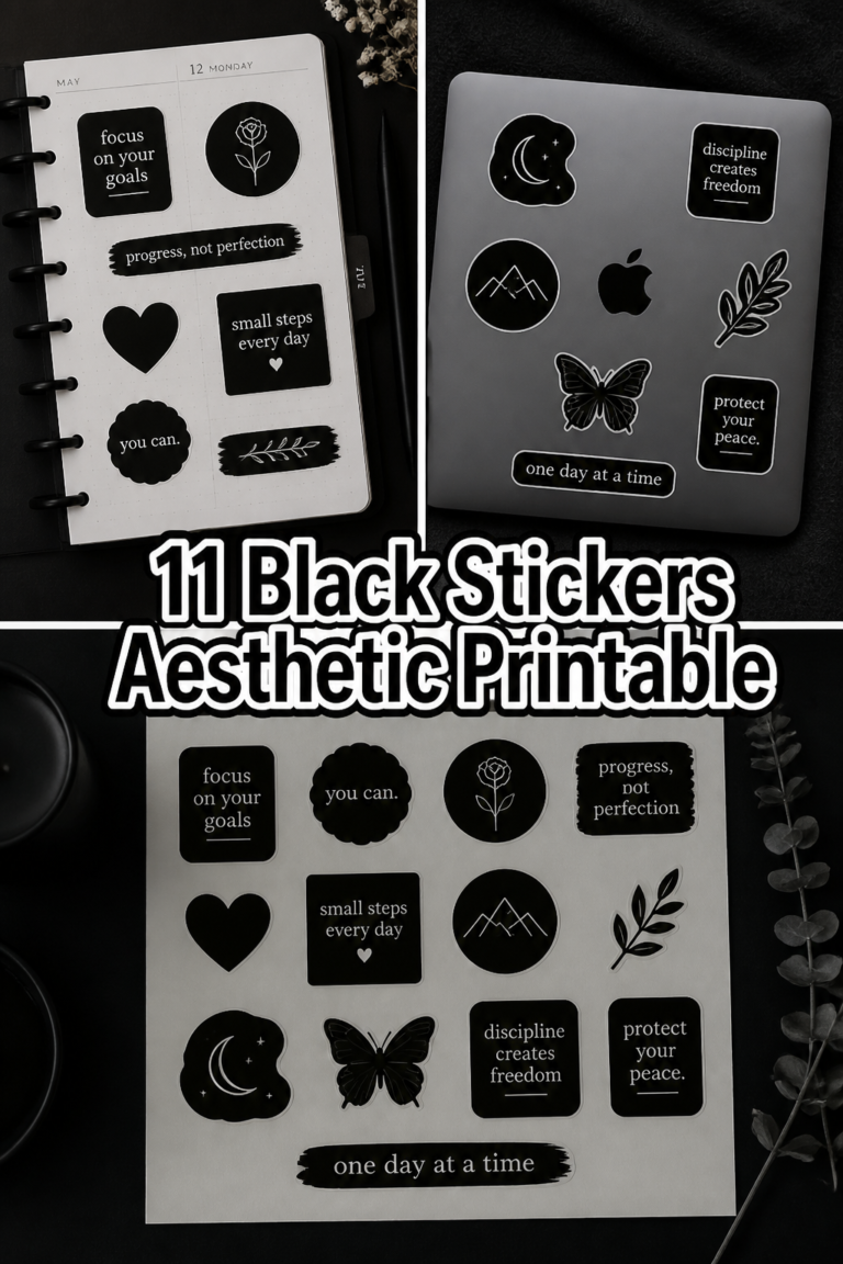 🖤 11 Black Stickers Aesthetic Printable