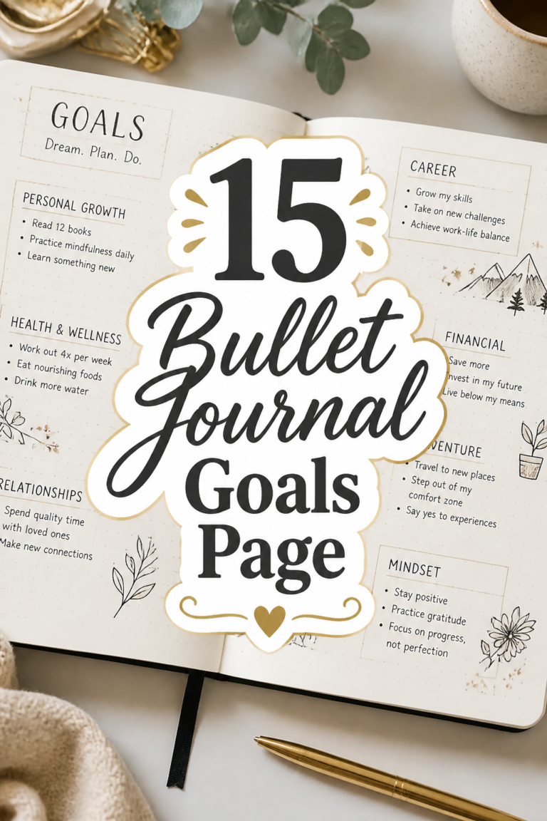 ✨ 15 Bullet Journal Goals Page