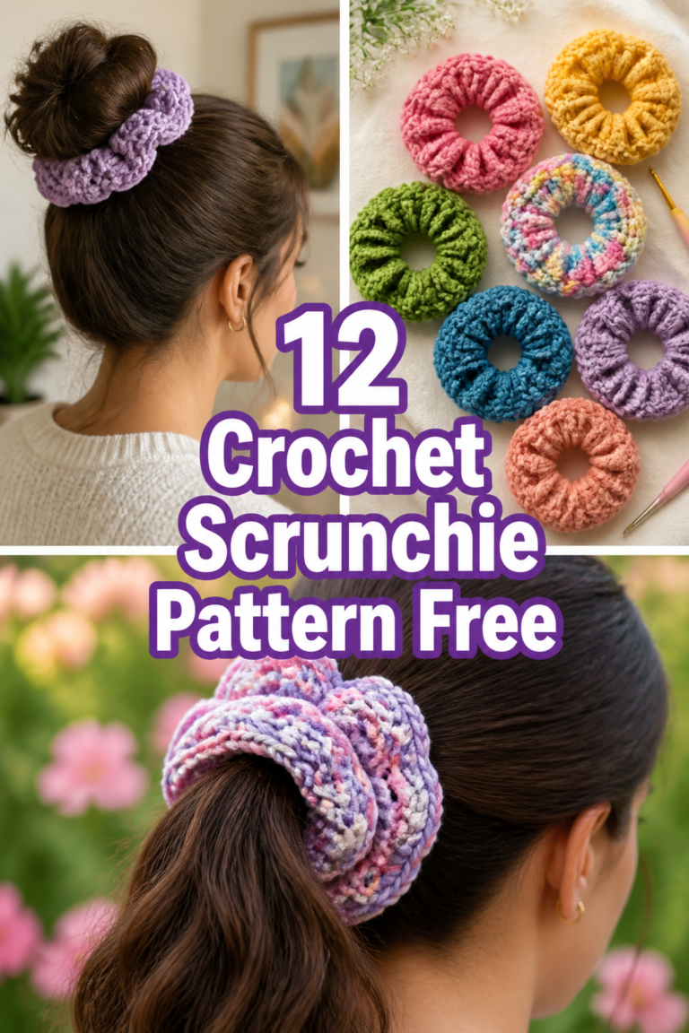 🧶 12 Crochet Scrunchie Pattern Free